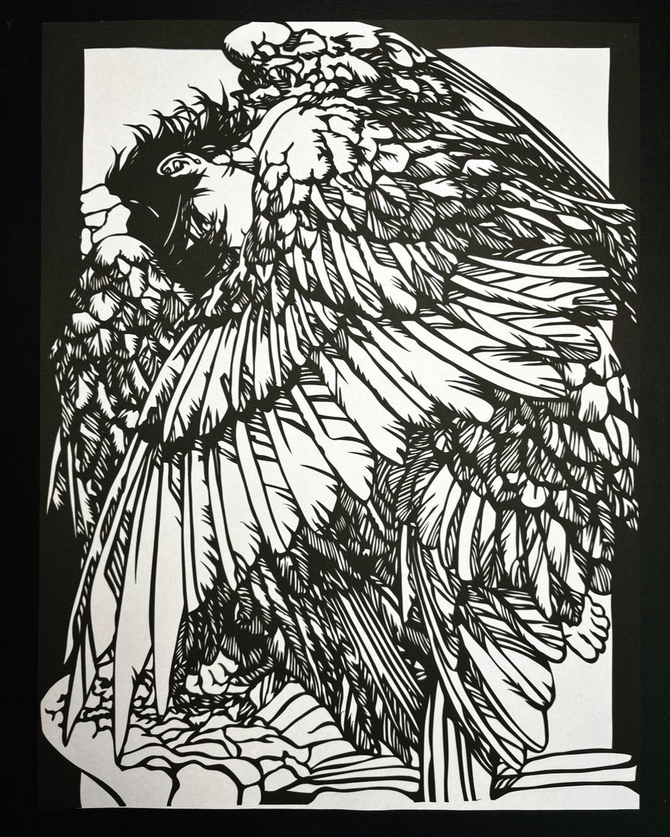 【51話扉絵(episode 51cover art】
とんがり帽子のアトリエより
第51話の扉絵を切り絵にしました♪

paper cutting of episode 51 cover art from the atelier of witch hat!

#切り絵 
#とんがり帽子のアトリエ 
#クスタス
#Δ帽子　#扉絵
#WHA
#atelierofwitchhat 
#witchhatatelier
#papercuttingart