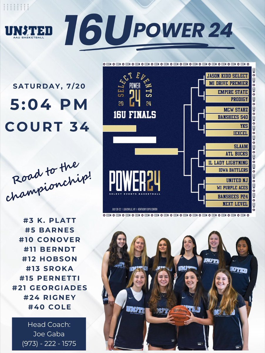 Bridget Rigney (@bridgetrigney26) on Twitter photo Very excited to compete this weekend in the Select 40 Finals with my team!
<a href="/unitedNJaau/">United NJ AAU</a> <a href="/CoachGaba/">Coach Joe Gaba</a> <a href="/CoachJimmy_O/">Jimmy Ostaszewski</a> <a href="/mattkmcc/">Matt McCarthy</a> Very excited to compete this weekend in the Select 40 Finals with my team!
<a href="/unitedNJaau/">United NJ AAU</a> <a href="/CoachGaba/">Coach Joe Gaba</a> <a href="/CoachJimmy_O/">Jimmy Ostaszewski</a> <a href="/mattkmcc/">Matt McCarthy</a>