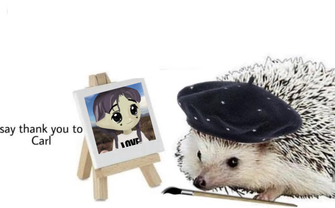 CarlCommunity's tweet image. $carl has laboured all night in order to produce this masterpiece for u @artsch00lreject 

he just asks for a small donation of 1 solami, this is a spiky boi's favourite snack