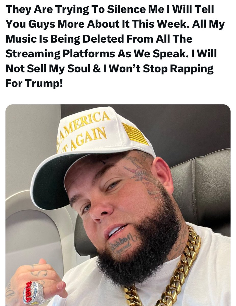CB618444's tweet photo. Now they’re coming for @ForgiatoBlow47 His music is being deleted from streaming platforms because he #MAGA.

Help us to help you Forgiato. 

What can we do? 🙏 https://t.co/sZmedJISkk