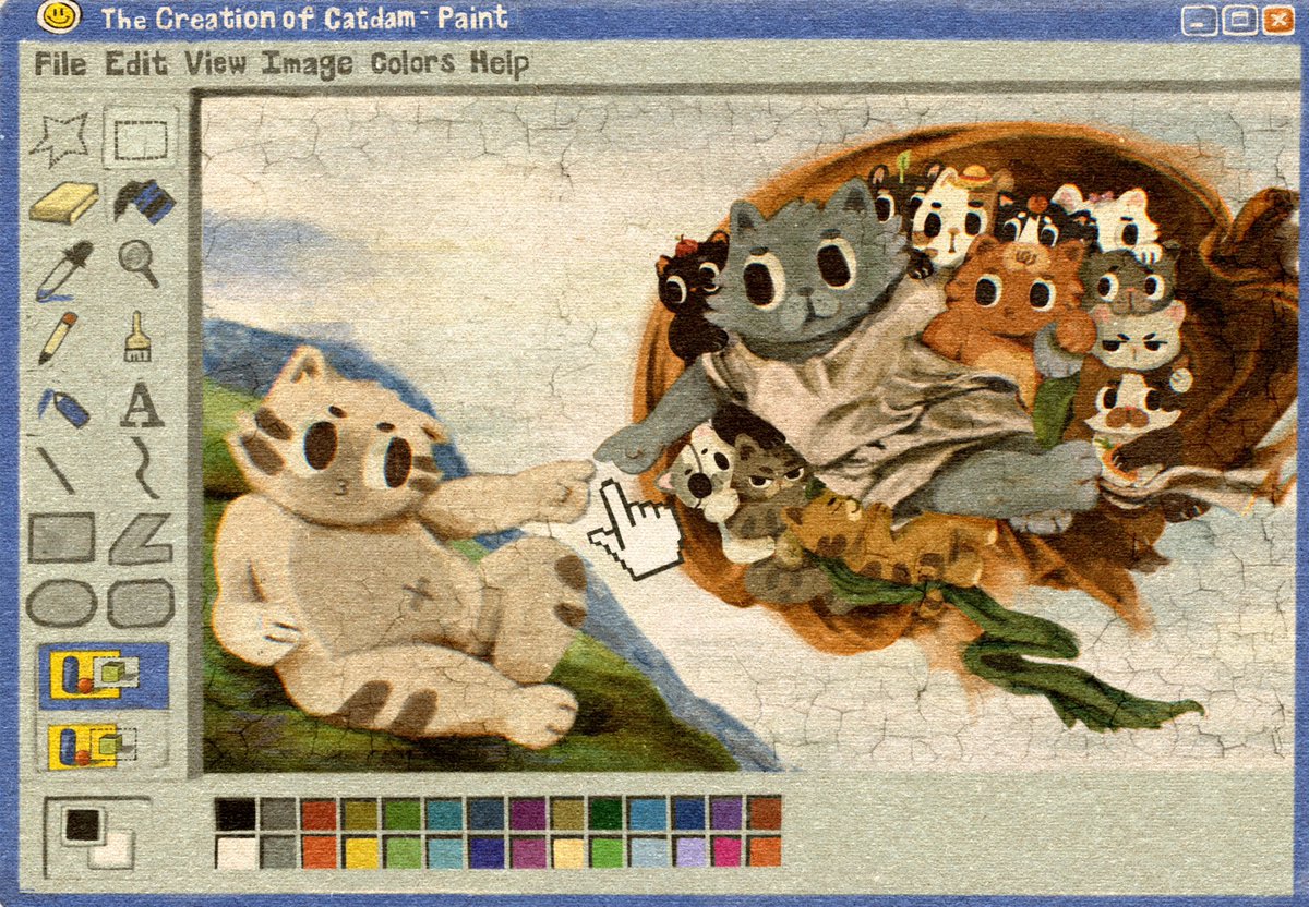 artcyll's tweet image. The Creation of Catdam 🙂‍↕️👉👈