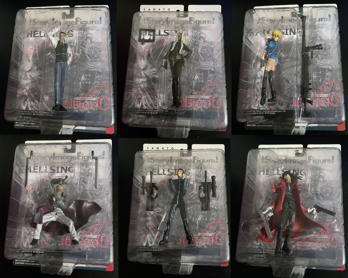 SongOfMarbule's tweet photo. 14) HELLSING Alucard, Seras Victoria, Yane Valentine, Walter C. Dornez, Alexander Anderson, Sir Integral Wingates Hellsing (Yamato Story Image Figure) - Selling as set, all sealed in boxes. $150 CAD https://t.co/H55uYrgYZY
