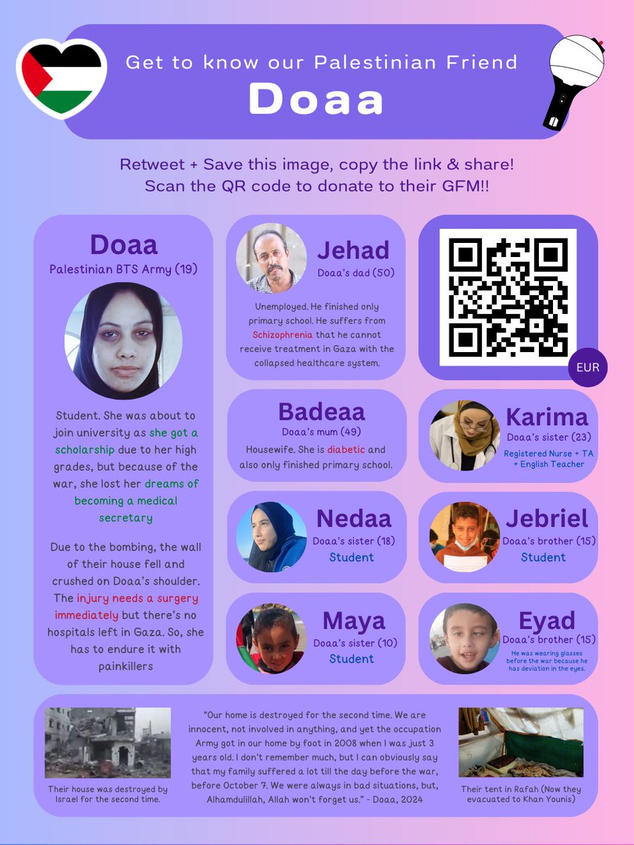 Arsurapadd's tweet photo. Good job ARMYs! Doaa's GFM finally reached €56k last night🥳

Let's help her reach the next goal of €57k. Please continue share and donate 💪💜
🔗https://t.co/ZoPq1XOfMf https://t.co/bb4ogghfT0