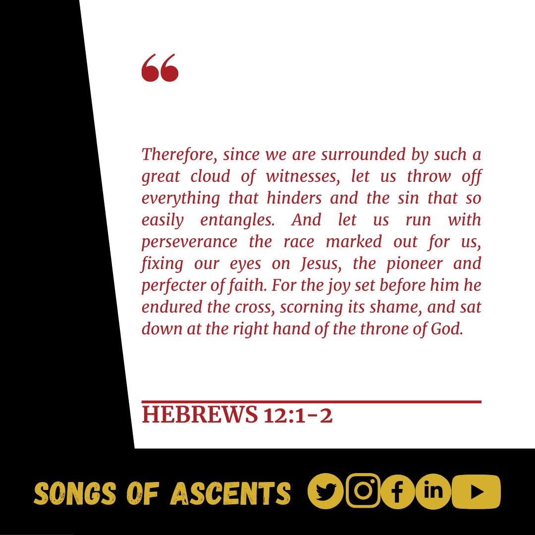 SongsofAscents's tweet photo. Hebrews 12:1-2

#verseoftheday 
#verseoftheday📖 
#verseoftheday🙏 
#verseoftheday📖🙏 
#songsofascents https://t.co/YcntYzpsUt