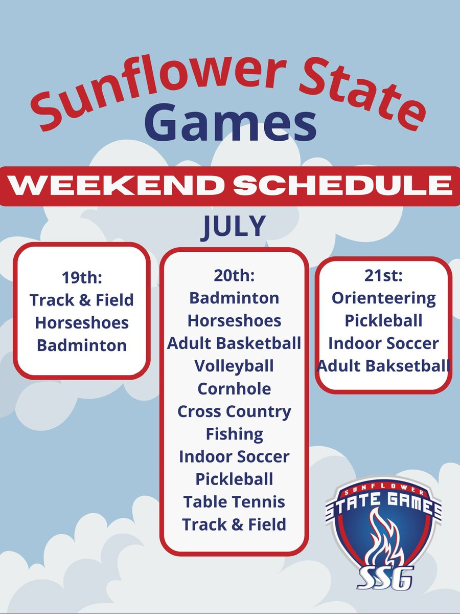 SunflowerGames's tweet photo. We have a busy weekend but we are so excited to see you soon! Make sure you tag us in your pictures! #kansas #summer #games https://t.co/yCicaea8W5