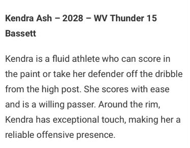 Kendra Ash (@kendraash24) on Twitter photo <a href="/JrAllStarBB/">Jr. All-Star Girls Basketball</a> thank you <a href="/JrAllStarBB/">Jr. All-Star Girls Basketball</a> for checking out my team <a href="/WVThunder2028/">WV Thunder (Riego) 15U / 2028 Bassett</a> in hoosier heat, and for the write up! <a href="/JrAllStarBB/">Jr. All-Star Girls Basketball</a> thank you <a href="/JrAllStarBB/">Jr. All-Star Girls Basketball</a> for checking out my team <a href="/WVThunder2028/">WV Thunder (Riego) 15U / 2028 Bassett</a> in hoosier heat, and for the write up!