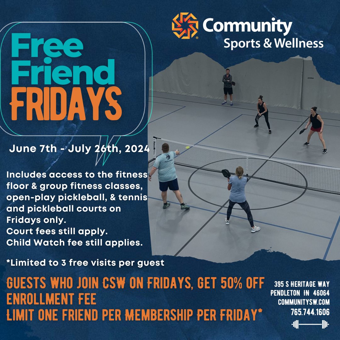 Bring a friend for Free Friend Friday at CSW!
If they join on a Friday, they receive 50% off the enrollment fee!
#cswfindyourfit
communitysw.com