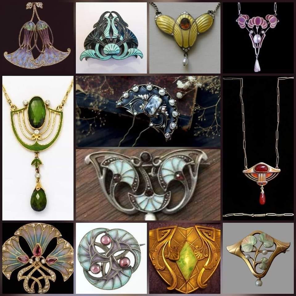 This is a beautiful collection of Art Nouveau jewelry.