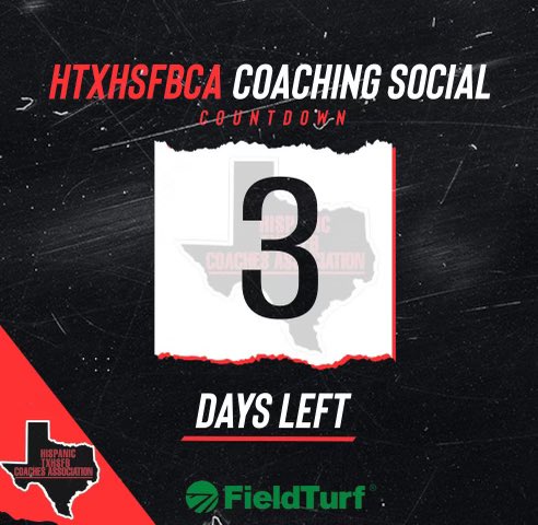 THREE MORE DAYS!  As you look for the best spots at this year’s <a href="/THSCAcoaches/">THSCA</a> Convention, remember to join us <a href="/SmokeBBQSkybar/">Smoke BBQ Skybar</a> for our 4th Annual HTXHSFBCA Coaches Social sponsored by <a href="/FieldTurf/">FieldTurf</a>!  <a href="/CRygrupoletal/">Chris Ramirez y Letal</a> LIVE, DJ <a href="/BiggBoyee/">IG:  bigg_boyee</a>, and giveaways, you have to see it for yourself!