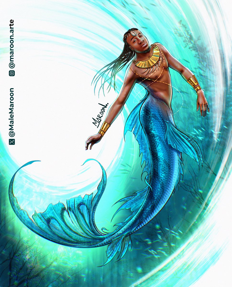 MaleMaroon's tweet photo. 🧜🏾‍♂️ @I_mer_man 

By @MaleMaroon 
#mermen #merman #mermaid #mermaids #yemaya #olokun #underthesea #art #mermaidart #fantasyart #mermantail #merfolks #blackmermaid #mermay #mermay2024 #drawmermay2024  #Mermaid #mermaychallenge #tritão #drawings #sereia #sereias #drawmermay https://t.co/hLFpOfr8d9
