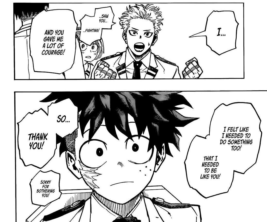 #MHASpoilers #MHA428 guys izuku’s “fanboy” is actually a “fangirl” look at the tie….. androgynous queen