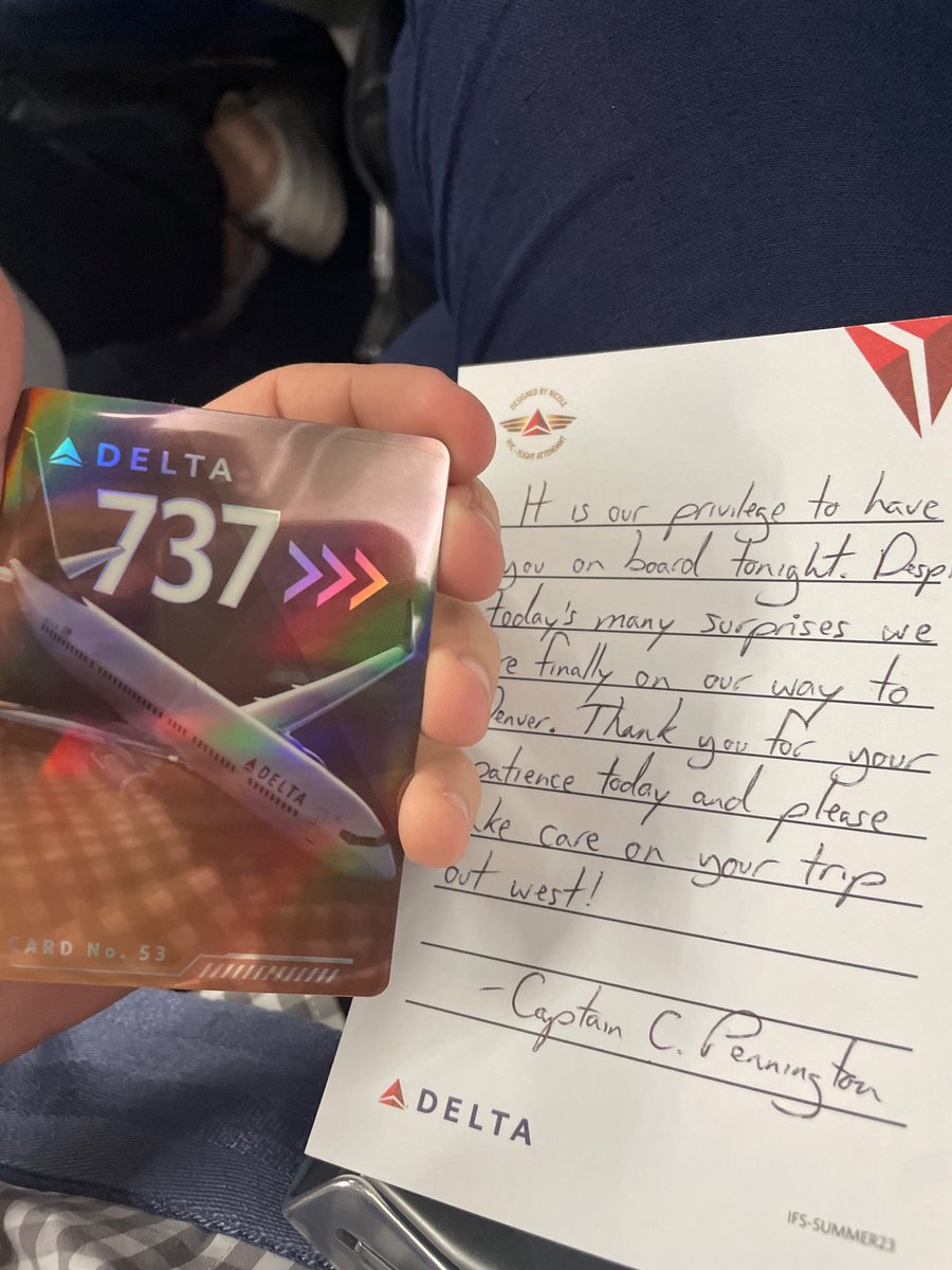 Flight was delayed 3 hours, but a handwritten note from a <a href="/Delta/">Delta</a> pilot definitely goes a long way to remind us of the humanity and hard work people bring to their jobs

Next stop <a href="/AmCollSurgeons/">American College of Surgeons</a> #ASCQSC24