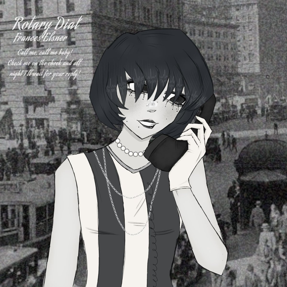 entomothku's tweet photo. Ignoring my demise. After dark, and after I've called you for the 43rd time. It's driving me mad!

#rotarydial #franceselsner #gnptwt

(um i tried a new artstyle its kind of inspired by mishtinx's art style.... creds to him...) https://t.co/F1mWeKuI2c