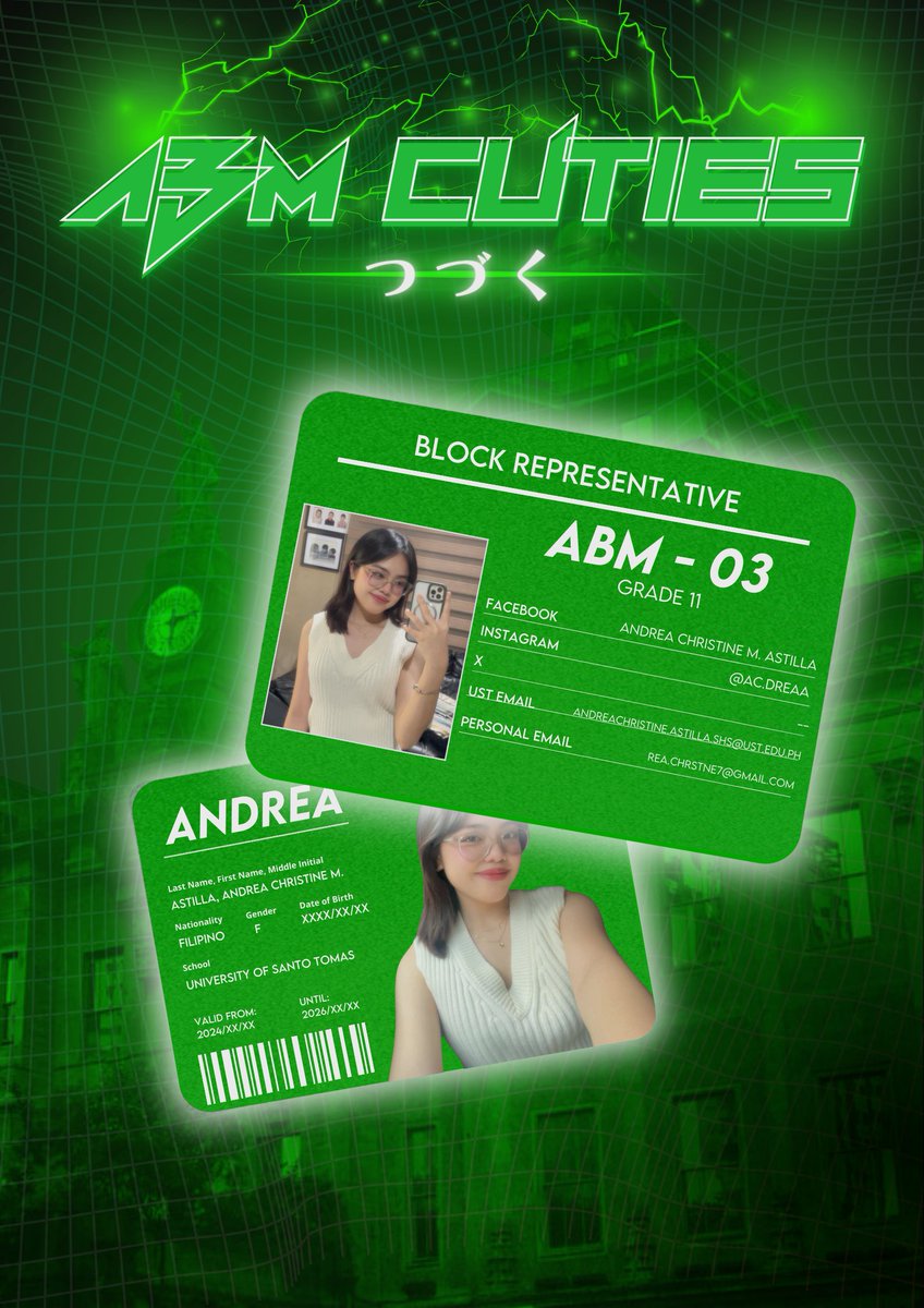 archivesoflyn's tweet photo. Still missing, ABM Freshies? 🕵️‍♀️

Worry no more; here come the UST-SHS ABM ‘26 Block Representatives! Feel free to message your respective block representative and join in on the fun, starting your journey as an ABM Cutie with a blast! 💚

See you soonest, baby tiger! 🐯💛🖤 https://t.co/bJPYLnZqdN