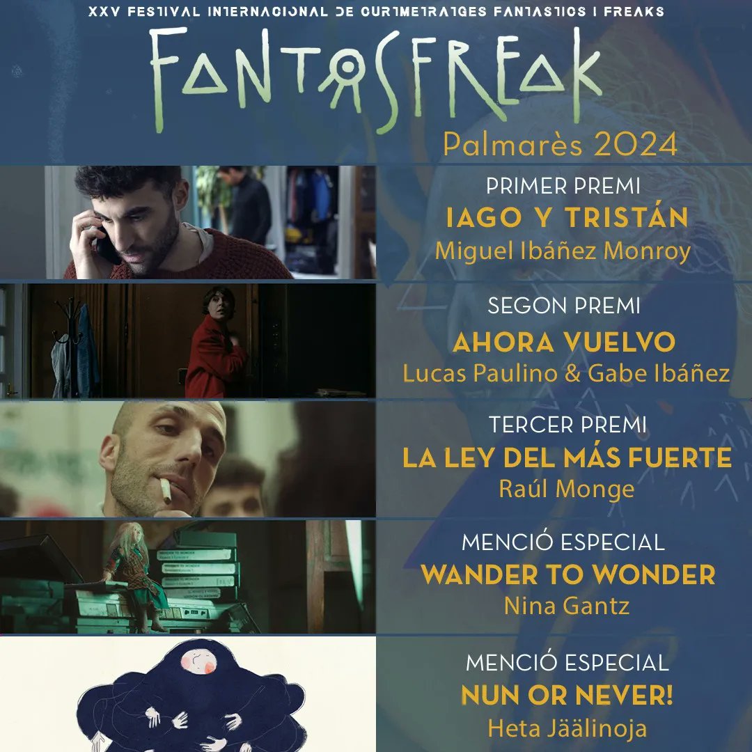 Fantosfreak's tweet photo. 🏆Palmarés del XXV Fantosfreak🏆
•
Felicitats a tots els curts premiats! https://t.co/mQBXJyjuRO