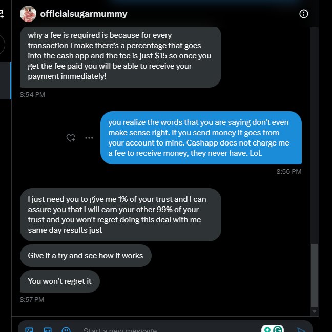 xKenzieDarlingx's tweet photo. Findom Babes, I know that a lot of you are new, and that's ok - but us more experienced Dommes want you to know... if you ever see anything like this - it's a scam. Everytime. If anyone - sub or SD, etc asks you to send money to accept your fee in cashapp, PayPal - Block. https://t.co/FE5btfRlgQ