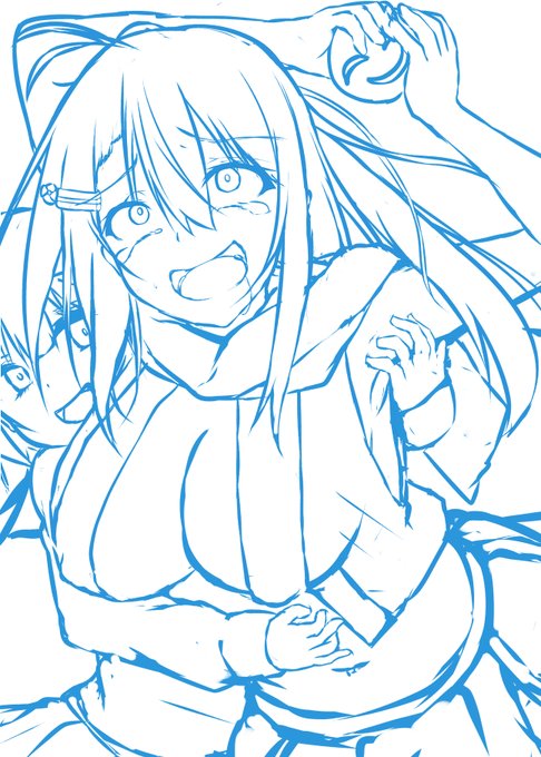 表紙のラフくノ一ちゃんくすぐり。 