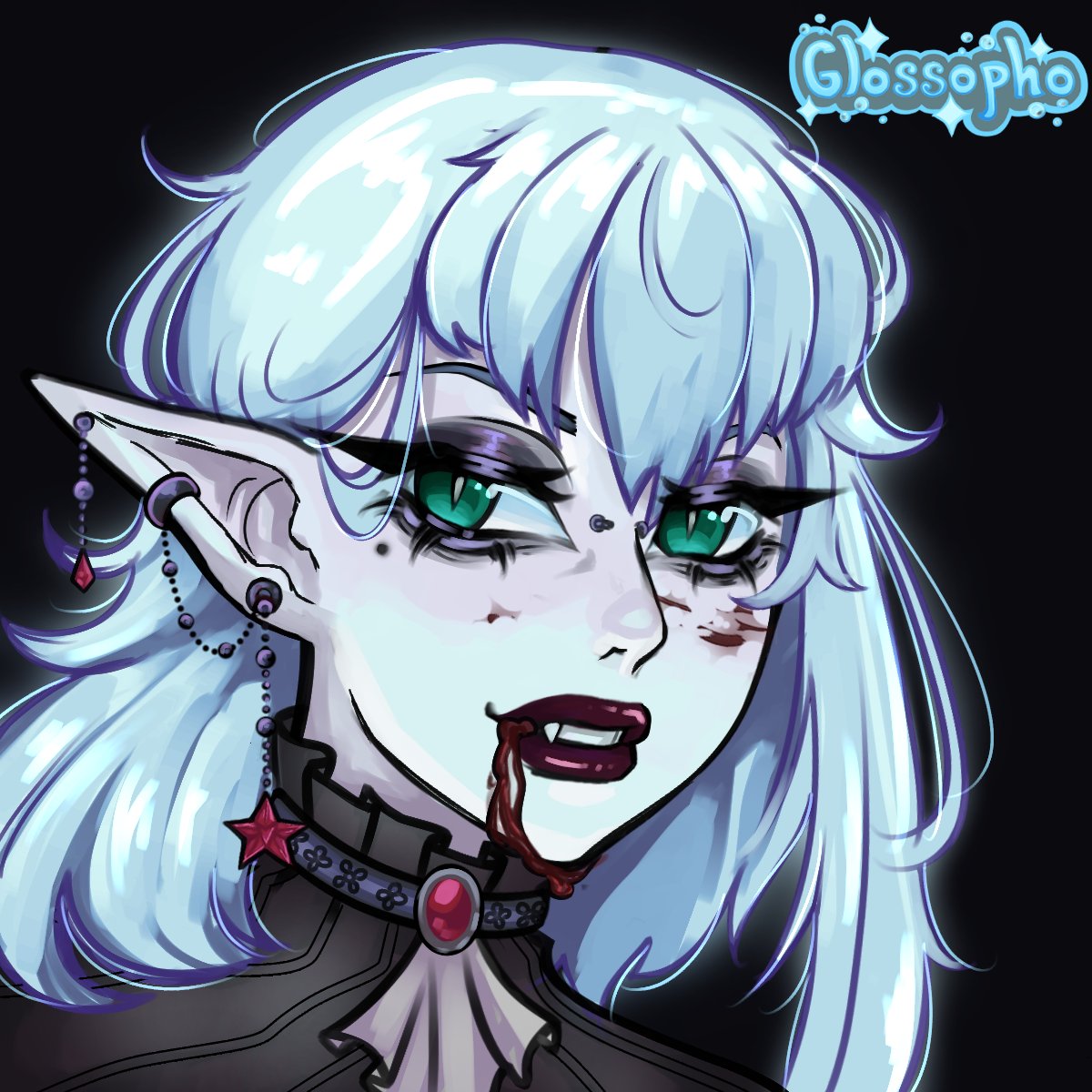 Glossopho's tweet photo. profile icon for myself :D just a reminder that my icons are $30! #selfinsert #digitalart #originalcharacter #OC #Vampire #smallartist #commissionsopen https://t.co/RmExopggAi