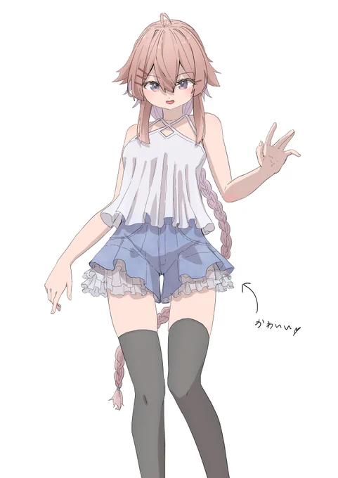 可愛いデニム&レースのショートパンツを見て衝動で描いた