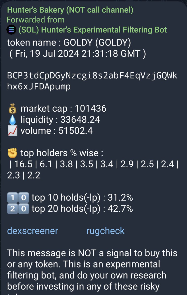 thehunterbaker's tweet image. $goldy 20x!

Bot caught many bangers especially the 2x - 5x range .. 

Notable ones :

#tweakin $twinny $schizo $pfp $luna $richi $minu $rah $ms $garfi $tarsi 

Follow here for more bot updates :
t.me/huntersbakery

$billy $mob $bill $miggle #MIGGLES