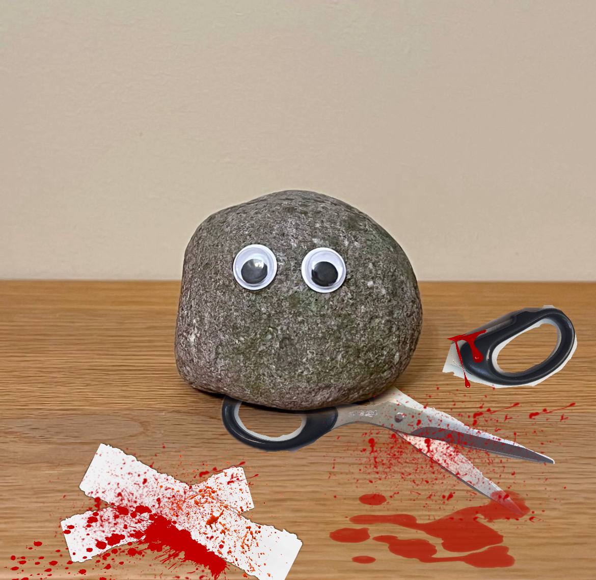 Rock, paper and scissored 

$rocky