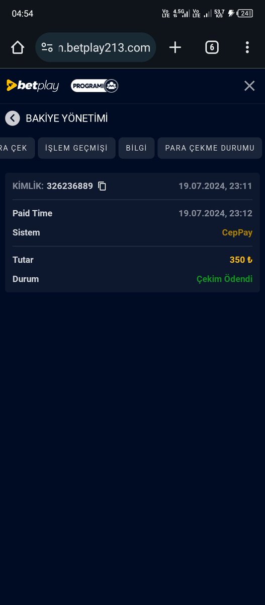 #BetPlay
Teşekkürler betplay anında ödeme 
K.ad grimybeard