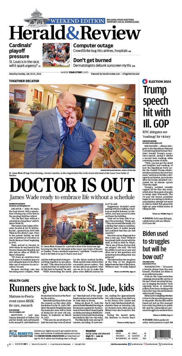 Take a look at Saturday’s Herald &amp; Review Weekend Edition front page. To learn more about our digital subscriptions, go to herald-review.com/members/join?u… . Unlock all our digital content and support local journalism. #SupportLocalJournalism