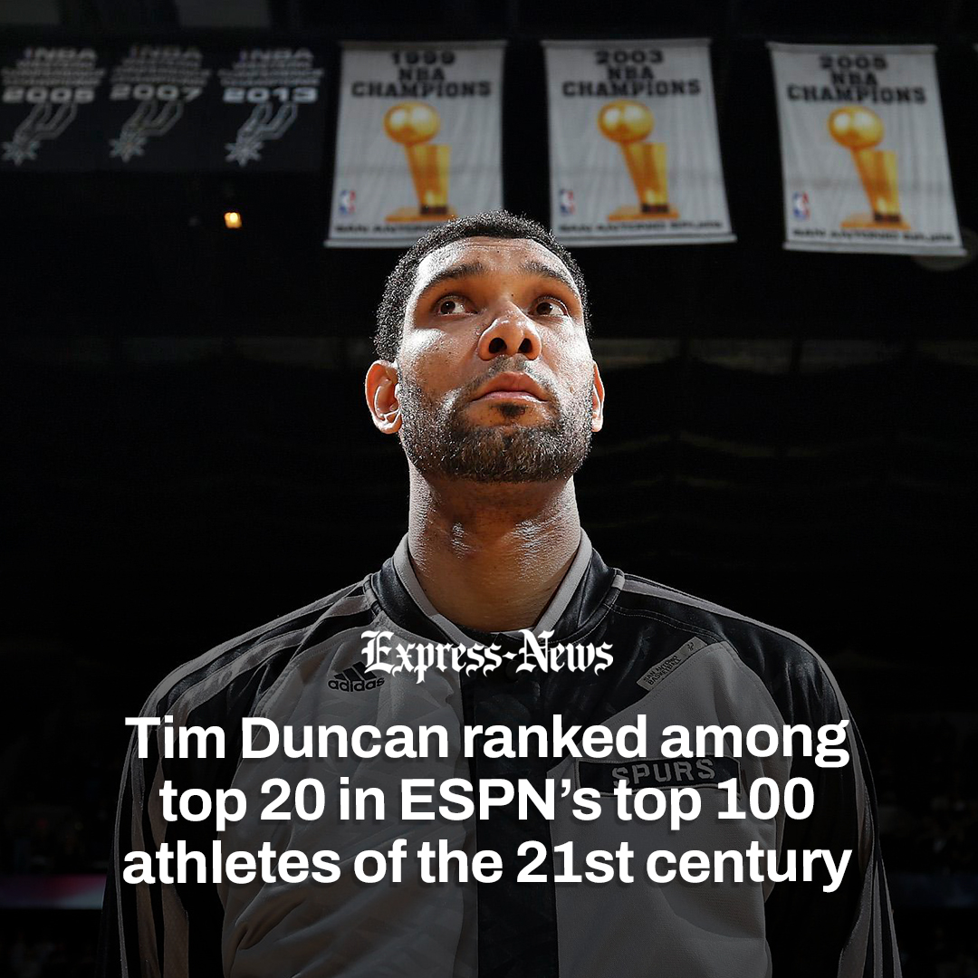 There was no doubt Tim Duncan would appear somewhere in ESPN's recently unveiled list of the 100 best professional athletes of the 21st century. It was where Duncan landed that will likely have some Spurs fans up in arms. ⁠l8r.it/7b2b