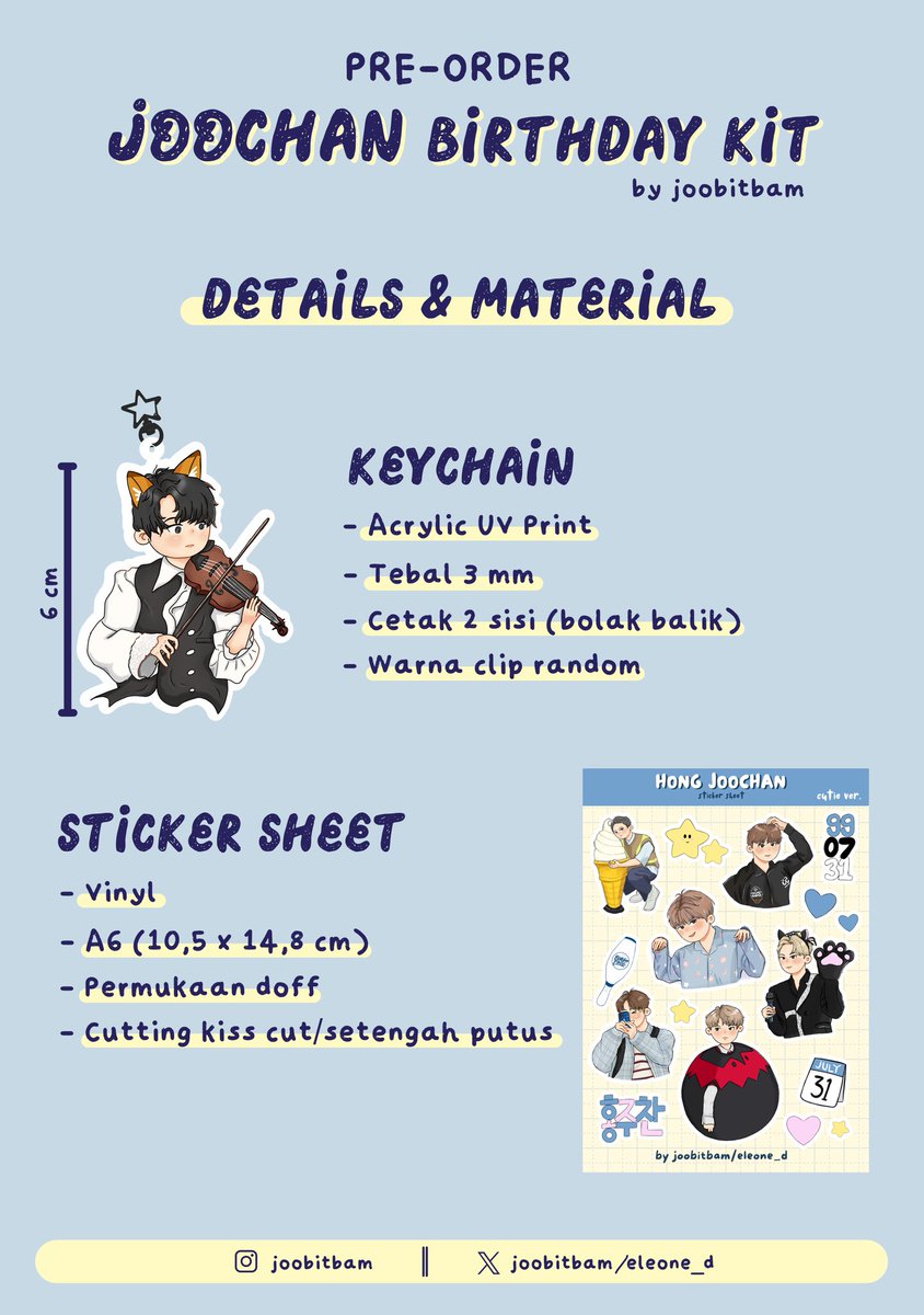 joobitbam's tweet photo. [HELP RT]
OPEN PRE-ORDER Joochan Birthday Kit

📆 20-31 Juli 2024
💸 IDR 15k-30k (detail harga di poster)
🖇️ Gform : https://t.co/7awqz3xiY8
📦 Pati, Jateng

✔️ Bisa DP
✔️ Freebies
✔️ Freeong via 🍊

untuk lebih detailnya bisa cek di poster dan gform yaa!

selamat berbelanja!^^ https://t.co/dmvb0RinDa