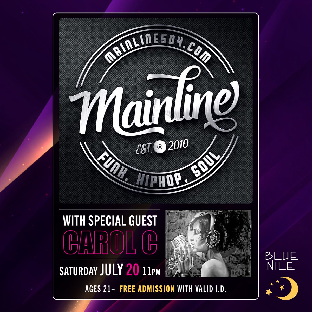 MainLineNOLA's tweet photo. TOMORROW NIGHT! Come party with us on Frenchmen Street @BlueNileLive with special guest Carol C from @pimpsofjoytime. FREE SHOW! Doors at 10pm https://t.co/Jpr2uzUYXO