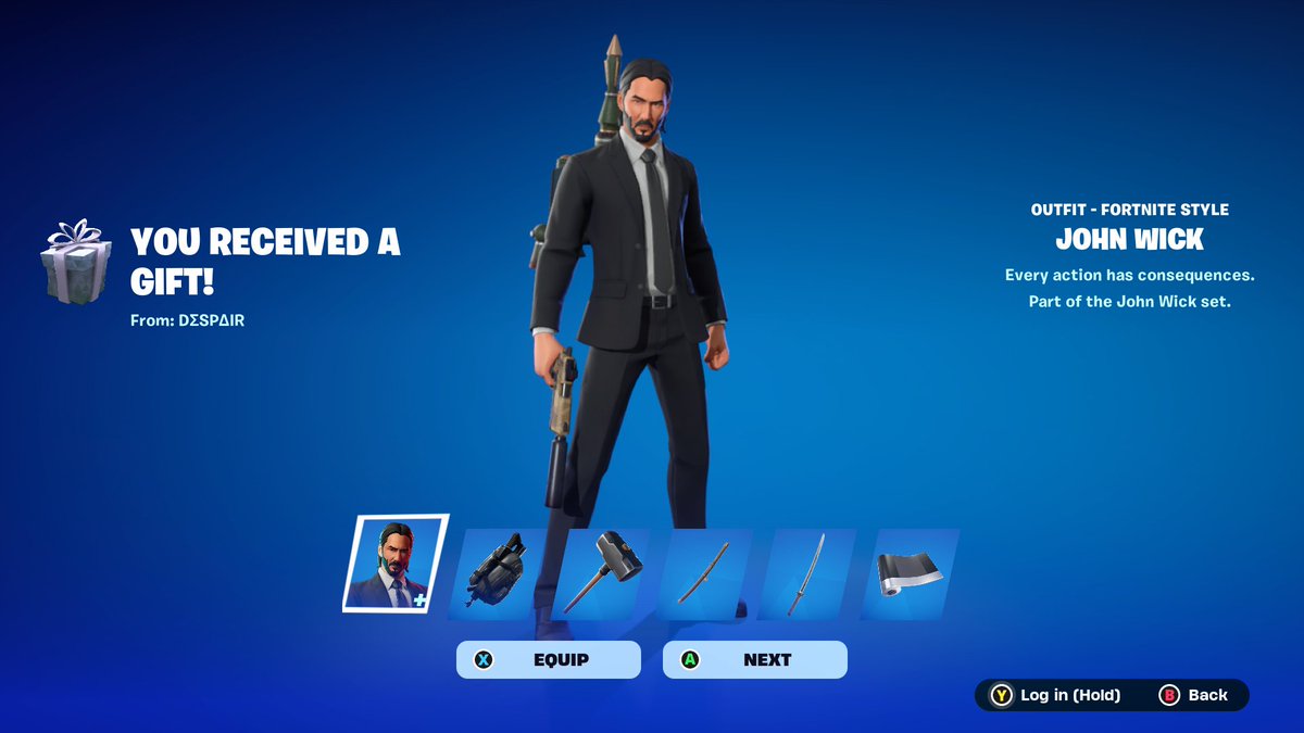 RadicalRuler88's tweet photo. huge thanks to @AbeHasM8 for the John Wick bundle I won from a giveaway, very glad to have one of my favorite collab skins #AbeIsLegit https://t.co/HUrgFsZZjW