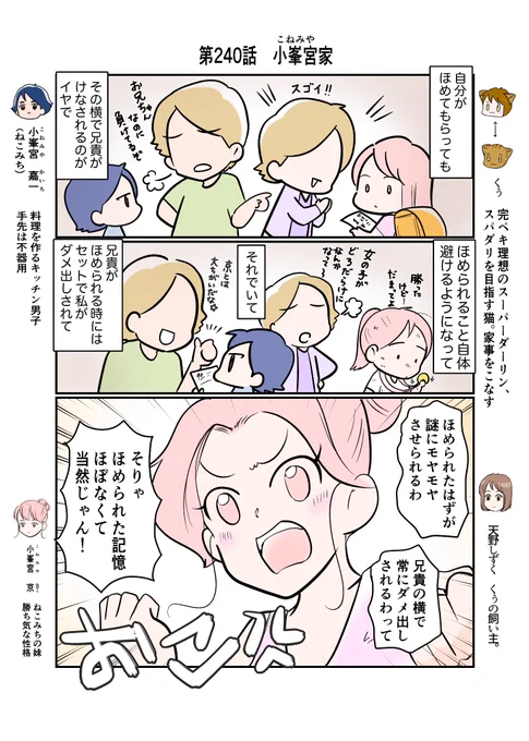 #スパダリにゃんこ
#くぅの日常 第240話
小峯宮家

ハイスペックなスーパーダーリン、スパダリ猫を目指すくぅと、仲間達の日常マンガ。

一人暮らしの京の様子を見るべく勢ぞろいした小峯宮家。過去のモヤモヤを抱えつつも、気持ちを切り替える京だったけど…?

#猫マンガ 