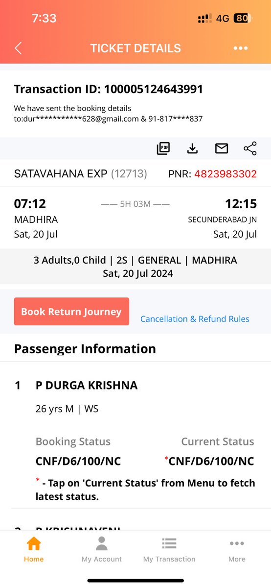 DurgaPenumalla's tweet photo. @IRCTCofficial I booked tickets from MDR to SCon 19th July  &amp; my date of journey on 20th July. At the time of booking i selected “WS”but when I boarded the train, seat numbers are changed and seat number 100 comes at end if the seat i,e 100A. I never expected this type of  issue. https://t.co/zKh6JpX4DZ