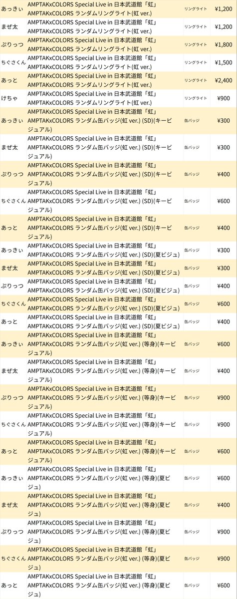 買取情報】 AMPTAK×COLORS Special Live in 日本武道館「虹