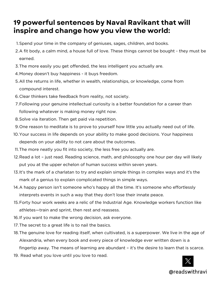 19 powerful sentences by Naval Ravikant that will inspire and change how you view the world:
