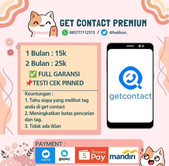 hallo selamat pagi 💐 Bun open get contact premium 15k/ bulan dan jasa cek get contact 1k/nomor full ss mariee ! 

☎️ Order : wa.me//6285777112573
📌Testi : tinyurl.com/TestiBunn

t. gtc prem getcontact get kontak getcont wts wtb need jual
#zonaba
#zonajajan
#zonauang