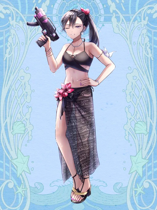 【TW】水着コンテストイラスト納品させていただきました。リクエストありがとうございました!『第六猟兵』(C) 五辻・葵様/まっしろ/トミーウォーカー『第六猟兵』(C) 五辻・鈴佳様/まっしろ/トミーウォーカー第六猟兵 #トミーウォーカー 