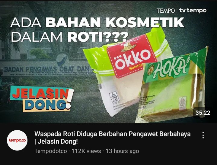 skmxawng's tweet photo. Gue shock banget nonton ini, ternyata roti merk AOKA dan OKKO mengandung bahan pengawet berbahaya, bahkan hasil uji laboratorium hasilnya roti ini menunjukkan adanya bahan baku yang biasanya dicampur buat produksi kosmetik. BPOM LU KERJANYA NGAPAIN AJA ANJG?! https://t.co/YonbhmMn20