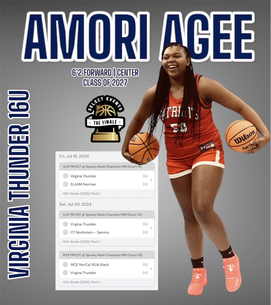 AgeeAmori's tweet photo. Had a good 1st day at @SelectEventsBB The Finale! Finished with 18 &amp; 12! Back at it tomorrow!!! Coaches come check us out!! @VABelles1 https://t.co/wyCAO0xUcj
