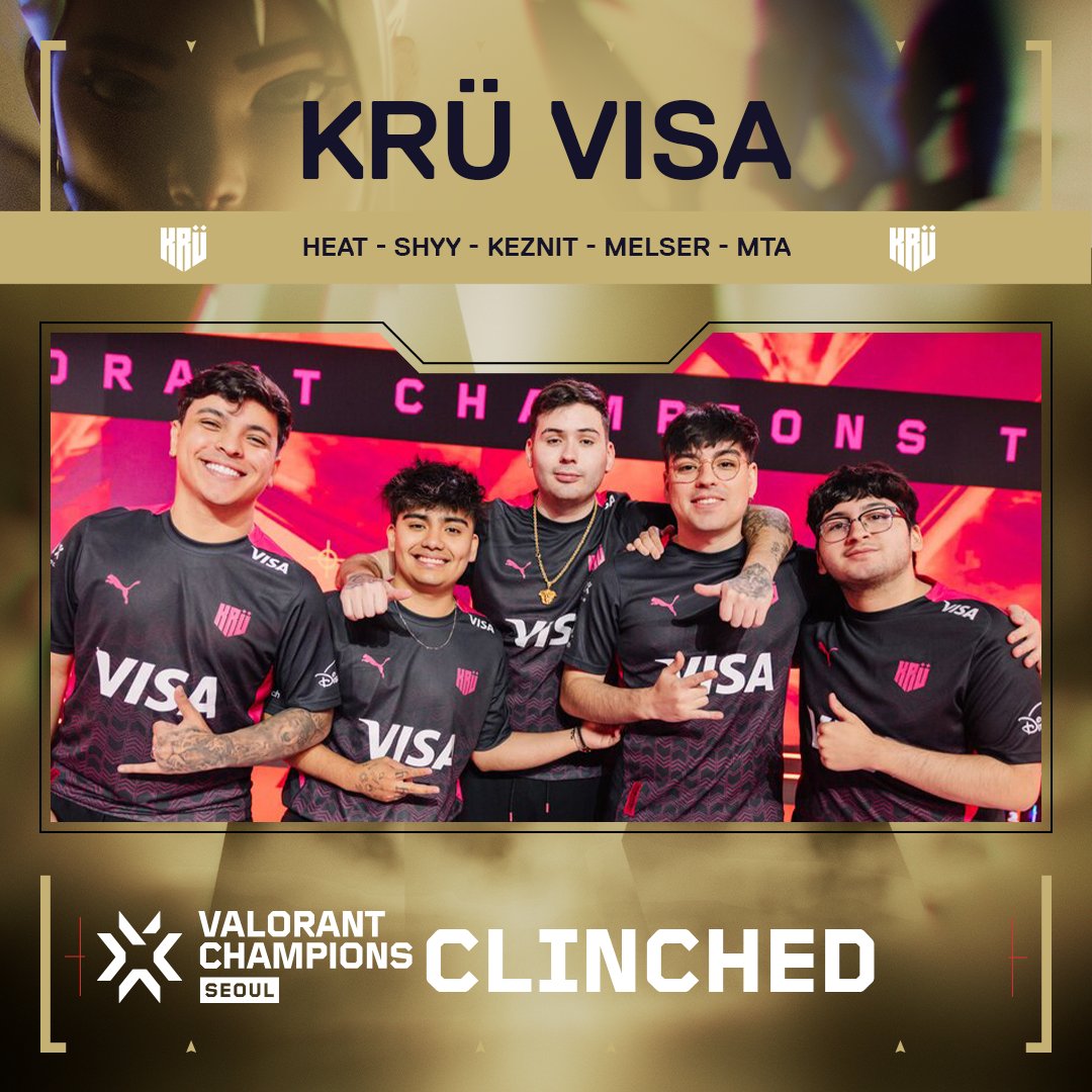 valesportsna's tweet photo. Perfect attendance maintained ✅

@KRUesports have clinched their spot at Champions Seoul! #VCTAmericas https://t.co/z6MBjSQFbV