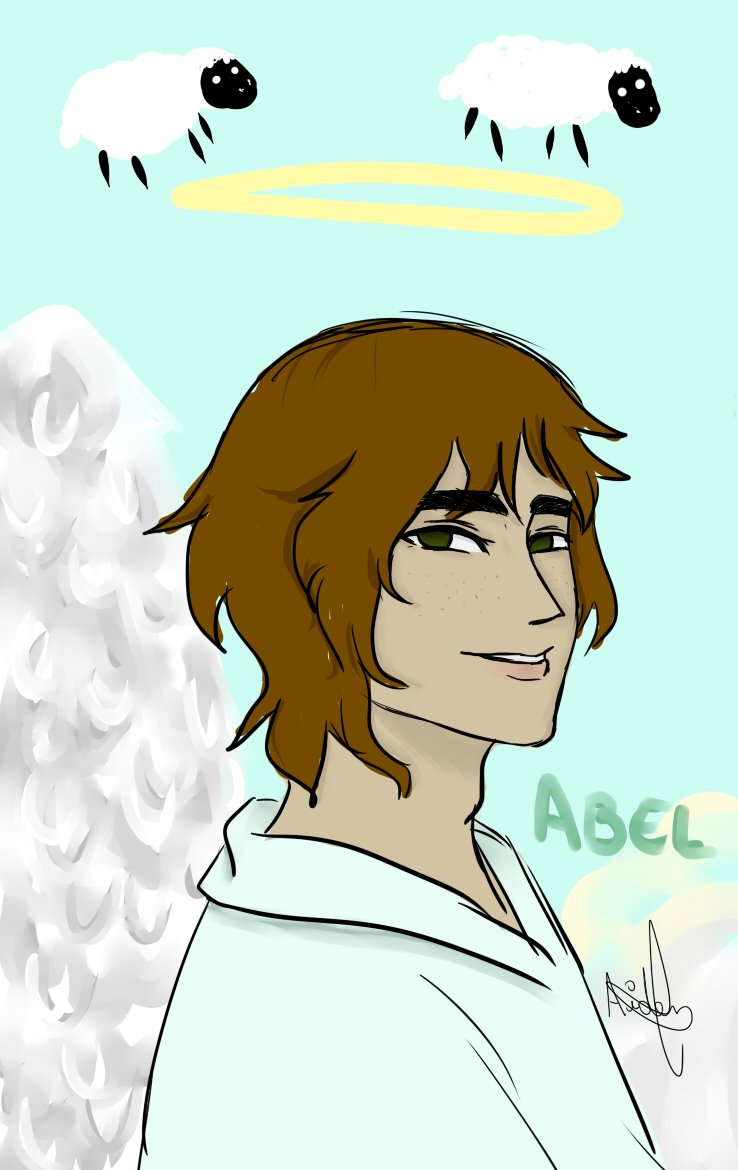 JustAiden11's tweet photo. Abel, Eva y Caín de mi fanfic "But no flame burns forever" está centrado en la relación adamsapple (Con más angst y conflictos que romance, en realidad... el romance fue pasado xd), y Paimon en su versión humana que no quise pintar ;0

#HazbinHotel https://t.co/YpObHXL8l8