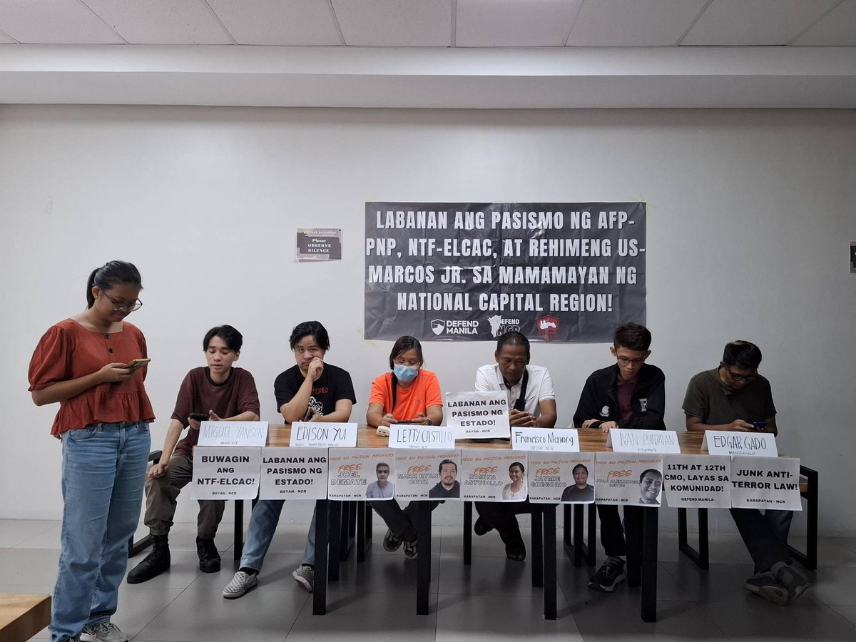 LOOK: Leaders from various sectors in Metro Manila convene at Student Union Building in UP Diliman to launch Defend NCR, a regional alliance of human rights defenders aimed to campaign against urban militarization in the metro.