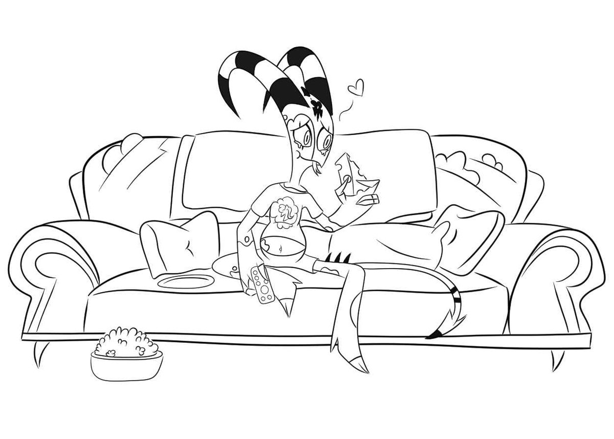 VidaWrites's tweet image. #Blitzpreg 
When your boyfriend leaves you a snack and you&apos;re favorite movie. 

Anyway, if you want to color it, feel free. Just tag me in the end - I want to see!