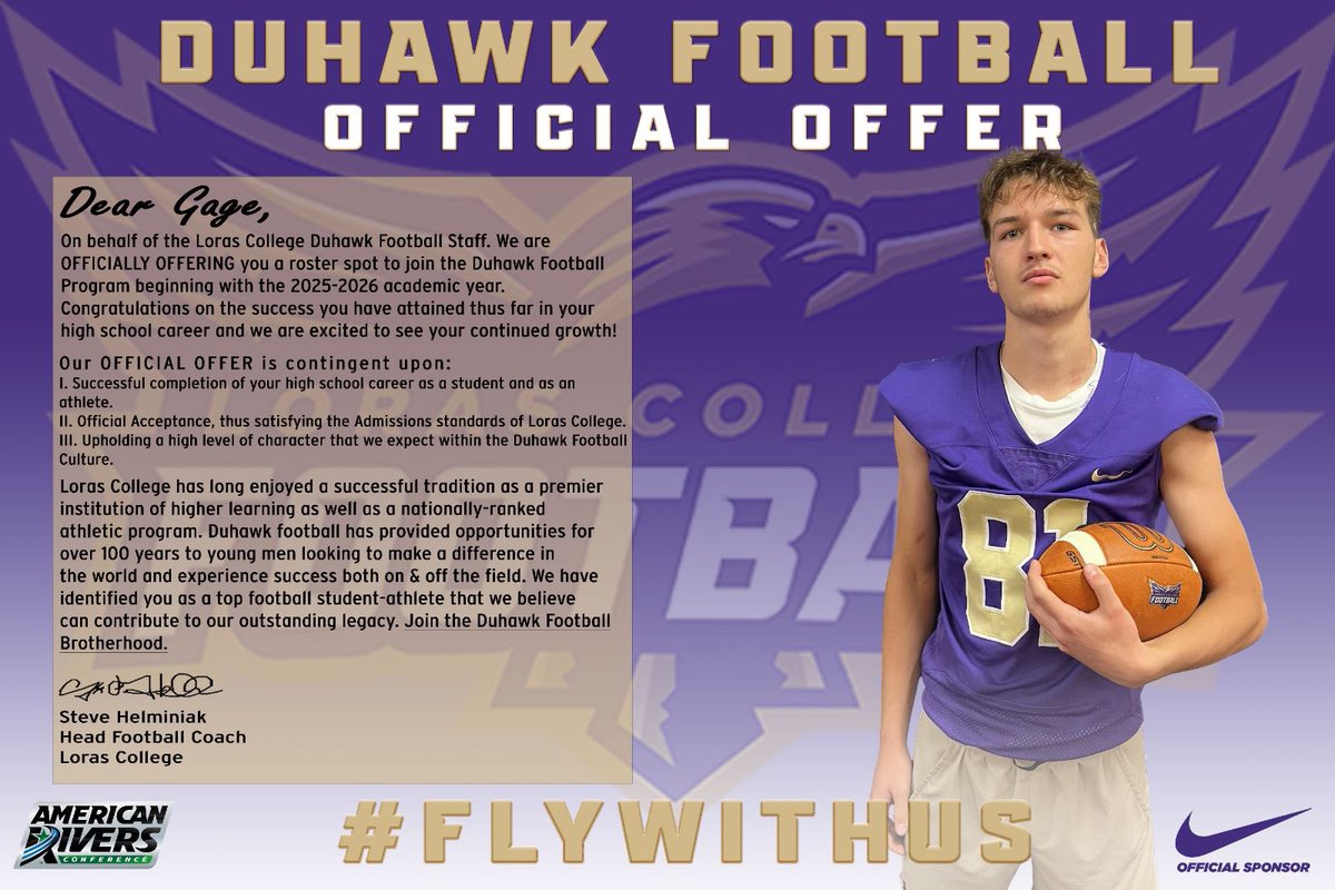 Gage Schminke (@schminkegage) on Twitter photo After a great visit and meeting with <a href="/CoachHLorasFB/">Steve Helminiak</a> I am excited to announce I have received an offer to continue my academic and athletic career at <a href="/LorasCollegeFB/">Loras Football</a>. <a href="/CoachHipp34/">Cody Hipp</a> After a great visit and meeting with <a href="/CoachHLorasFB/">Steve Helminiak</a> I am excited to announce I have received an offer to continue my academic and athletic career at <a href="/LorasCollegeFB/">Loras Football</a>. <a href="/CoachHipp34/">Cody Hipp</a>