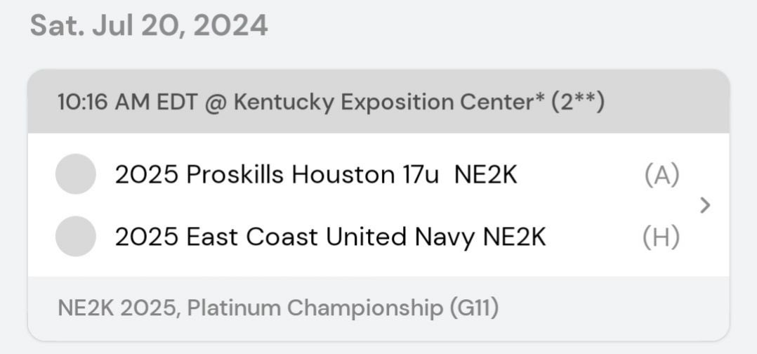 Our first game in the Platinum Bracket is tomorrow at 10:16 a.m. (EDT) at the Kentucky Expo Center.  Coaches, come check us out.  Let’s go, ProSkills! 
<a href="/dexsmooth/">Coach-Dex (NE2K)</a>