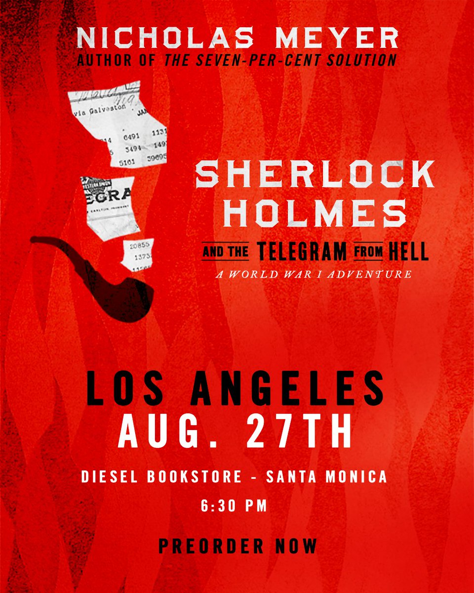Nicholas Meyer (@nicholasmq) on Twitter photo LOS ANGELES! A #TelegramFromHell is coming to you! Join me on Tuesday, August 27th at <a href="/DIESELBrentwood/">DIESEL, A Bookstore in Brentwood</a> - 6:30pm. This is the FIRST DATE of my Book Tour!!! Can't wait to see you. You can pre-order now online or at your favorite bookstore. Check their website for details! LOS ANGELES! A #TelegramFromHell is coming to you! Join me on Tuesday, August 27th at <a href="/DIESELBrentwood/">DIESEL, A Bookstore in Brentwood</a> - 6:30pm. This is the FIRST DATE of my Book Tour!!! Can't wait to see you. You can pre-order now online or at your favorite bookstore. Check their website for details!