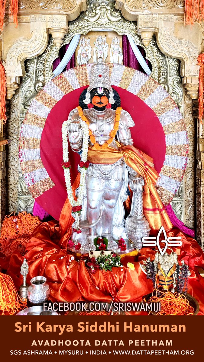 SgsSwamiji's tweet photo. Kavacha Alankara for Sri Karya Siddhi Hanuman at Avadhoota Datta Peetham, Mysuru.

श्री कार्य सिद्धि आंजनेय स्वामी का कवच् अलंकार, अवधूत दत्त पीठम, मैसुर.

#BhajarangBali #anjaneya #Hanuman #rama #sgsswamiji https://t.co/MlwICsS1uC