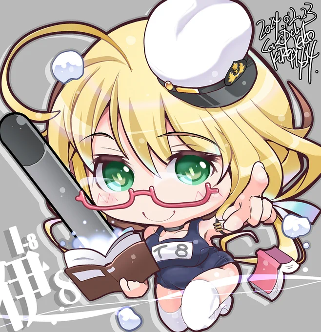 【艦これデフォルメ絵(再)】伊8 I-8#艦これ #伊8#伊8生誕祭 #伊8生誕祭2024#伊8進水日 #アハトアハト 