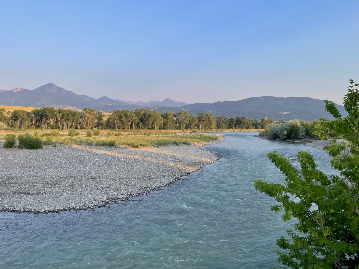 Tonight’s view of the Yellowstone River (a side channel) from my little Montana town.