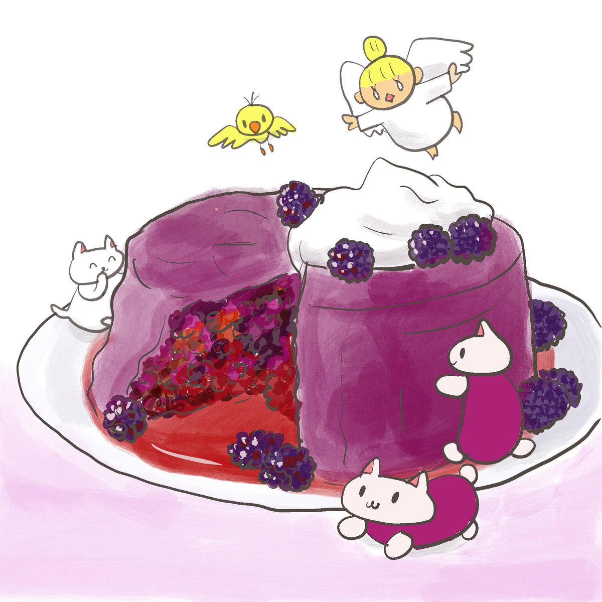 「サマープディング…見た目は可愛いけど果たして美味しいのかどうか…。食べたことがな」|なすこのイラスト